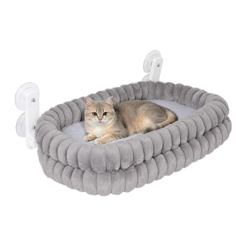 Cat Window Perch - Лежанка для кошек: утолщенная, двухслойная, плюшевая,